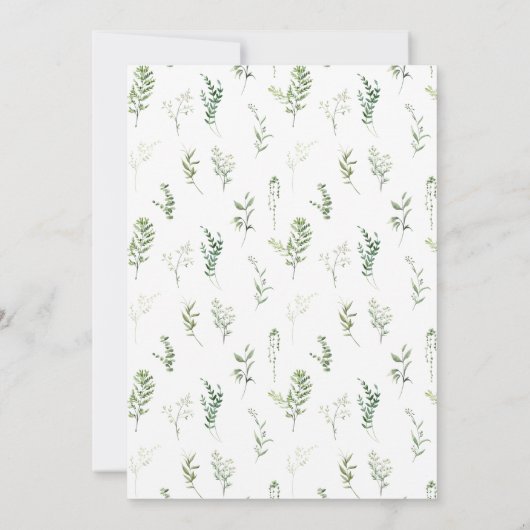 Sage Green Teddy Bear Bow Greenery Baby Boy Dusche Einladung (Rückseite)