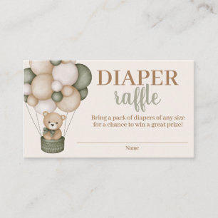 Sage Green Teddy Bear Diaper Raffle Begleitkarte