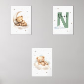 Sage Green Teddy Bear Nursery Wall Art Bilderwand Sets (Vorderseite)