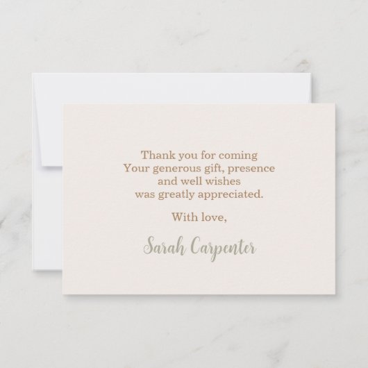 Sage Green Teddy Bear vielen Dank Mitteilungskarte (Rückseite)