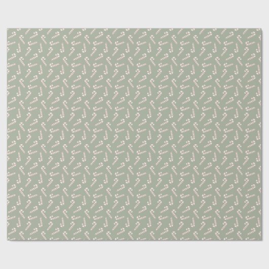 Sage Green Terracotta Pink Candy Canes Weihnachten Geschenkpapier (Flach)