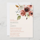 Sage Green Terracotta Wedding Floral Einladung (Vorderseite)