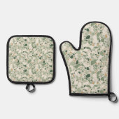 Sage Green Terrazzo Effekt Küche Ofenhandschuh & Topflappen-Set (Vorderseite)