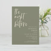 Sage Green The Night Before Probe Dinner Einladung (Stehend Vorderseite)