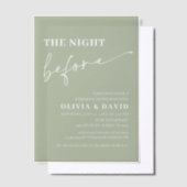 Sage Green The Night Before Probe Dinner Pergament Einladungen (Versetzt)