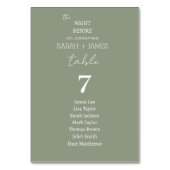 Sage Green the Night Before Wedding Seating Chart Tischnummer (Vorderseite)