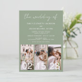 Sage Green The Wedding of Calligraphy QR-Code Einladung (Stehend Vorderseite)