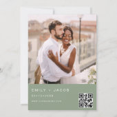 Sage Green The Wedding of Calligraphy QR-Code Einladung (Rückseite)