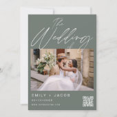 Sage Green The Wedding of Minimalistisch QR code Einladung (Vorderseite)