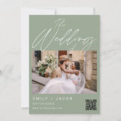 Sage Green The Wedding of Minimalistisch QR code Einladung (Vorderseite)
