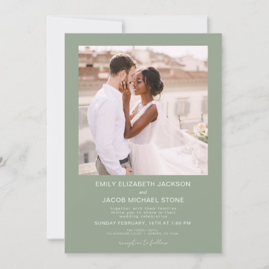 Sage Green The Wedding of Minimalistisch QR code Einladung (Rückseite)