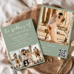 Sage Green The Wedding of Minimalistisch QR code Einladung