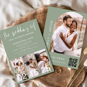 Sage Green The Wedding of Minimalistisch QR code Einladung