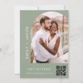 Sage Green The Wedding of Minimalistisch QR code Einladung (Rückseite)