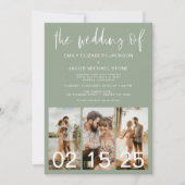 Sage Green The Wedding of Minimalistisch QR code Einladung (Vorderseite)