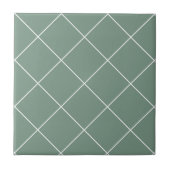 Sage Green Thin Diamond Grid Tile Fliese (Vorderseite)