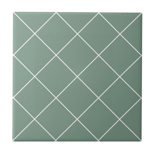 Sage Green Thin Diamond Grid Tile Fliese (Vorderseite)