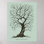Sage Green ThumbPrint Tree Wedding Gästebuch (Vorne)
