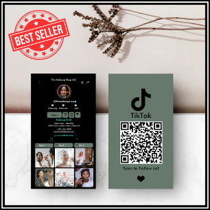 Sage Green TikTok Social Media QR Code Visitenkarte
