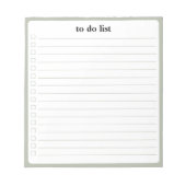 Sage Green To Do List Minimalist Teacher Notizblock (Vorderseite)