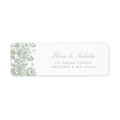 Sage Green Toile Address Label Französisches Chino (Vorne)