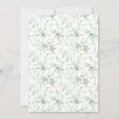 Sage Green Toile Classic Bloral Wedding Einladung (Rückseite)