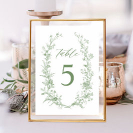 Sage Green Toile Classic Bloral Wedding Tischnummer