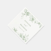 Sage Green Toile Classic Wedding Napkins Serviette (Ecke)