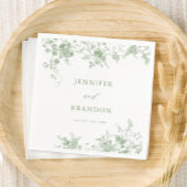 Sage Green Toile Classic Wedding Napkins Serviette