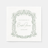 Sage Green Toile Cocktail Napkin Serviette (Vorderseite)