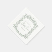 Sage Green Toile Cocktail Napkin Serviette (Ecke)