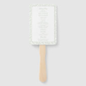 Sage Green Toile Crest Monogram Hochzeitsprogramm Fächer (Rückseite)
