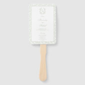 Sage Green Toile Crest Monogram Hochzeitsprogramm Fächer (Vorderseite)
