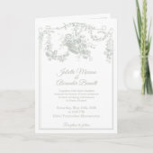 Sage Green Toile de Jouy Paris Wedding Invitation Einladung (Vorderseite)