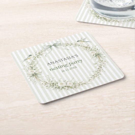 Sage Green Toile De Juoy Nesting Party  Rechteckiger Pappuntersetzer (angewinkelt)