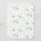 Sage Green Toile Floral Bridal Brunch Einladung (Rückseite)