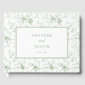 Sage Green Toile Floral Classic Hochzeit Gästebuch (Vorderseite)