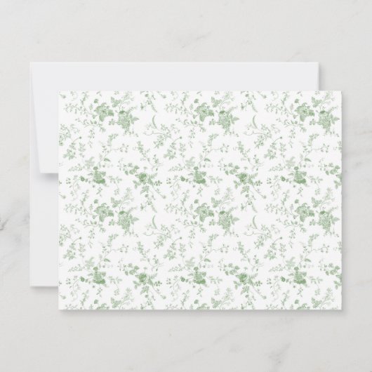 Sage Green Toile Personalisierte Blumengestation Mitteilungskarte (Rückseite)