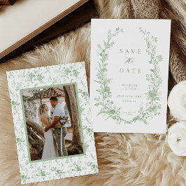 Sage Green Toile Vintages Blumenzelt Hochzeit Foto Save The Date