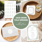 Sage Green Toile Wedding Invitation Einladung