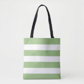 Sage Green Tote with Classic White Stripe Tasche (Vorderseite)