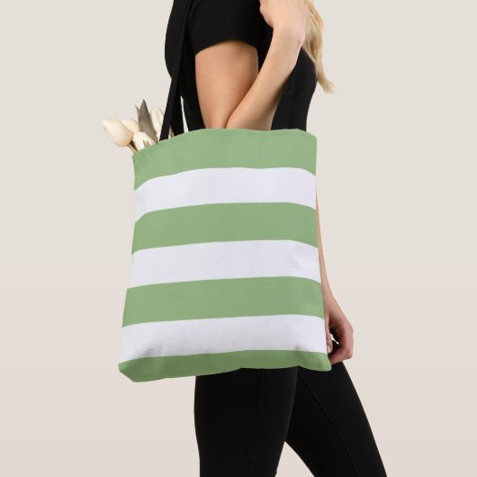 Sage Green Tote with Classic White Stripe Tasche (Von Nahem)