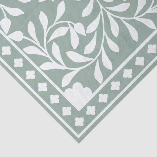 Sage Green Traditional Bone Inlay Decoupage Paper Seidenpapier (Detail)