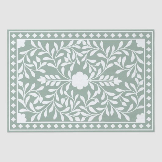 Sage Green Traditional Bone Inlay Decoupage Paper  Seidenpapier (Vorderseite)