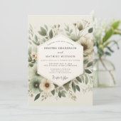 Sage Green Tranquil Botanical Wedding Einladung (Stehend Vorderseite)
