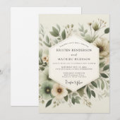 Sage Green Tranquil Botanical Wedding Einladung (Vorne/Hinten)