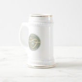 Sage Green Trauzeugen Beer Stein mit Goldenen Herz Bierglas (Vorderseite Links)