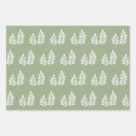 Sage Green Trendy Minimalistisches schlichtes Herz Geschenkpapier Set (Vorderseite)