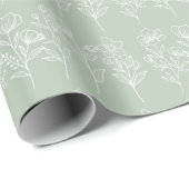 Sage Green Trendy Simple Floral Rustikal Bohemisch Geschenkpapier (Rolleneckpunkt)