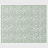 Sage Green Trendy Simple Floral Rustikal Bohemisch Geschenkpapier (Flach)